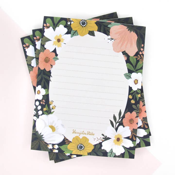Bloc-notes Floral Blooms pour la vente par Sherry Lou Studio