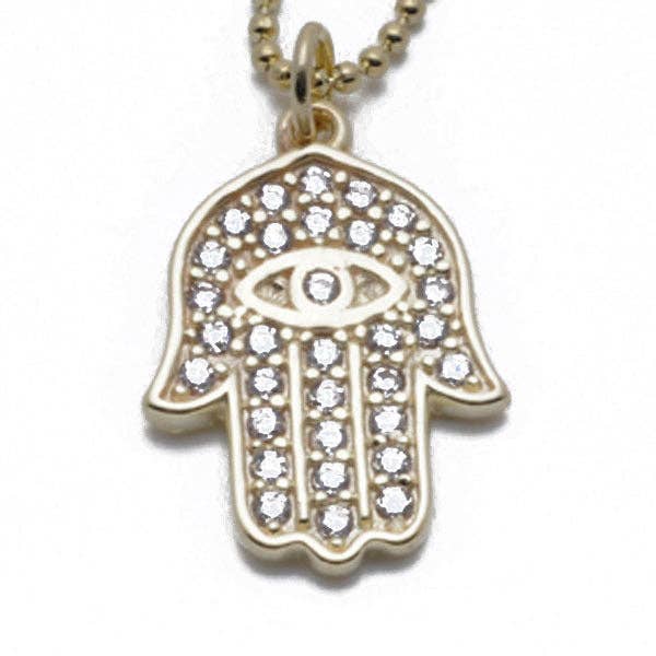 CZ Hamsa Delicate Necklace for wholesale by SF BRAND INC