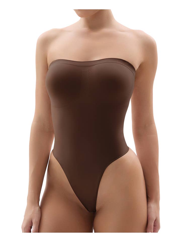 SHAPERX - Wholesale Bodysuit - Women's - SHAPERX Strapless Tummy Control Thong Bodysuit