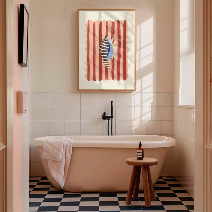 Kate Fox Design - Vendita all'ingrosso Stampa artistica - Disegno astratto a mano di conchiglia a strisce nere, stampa artistica4