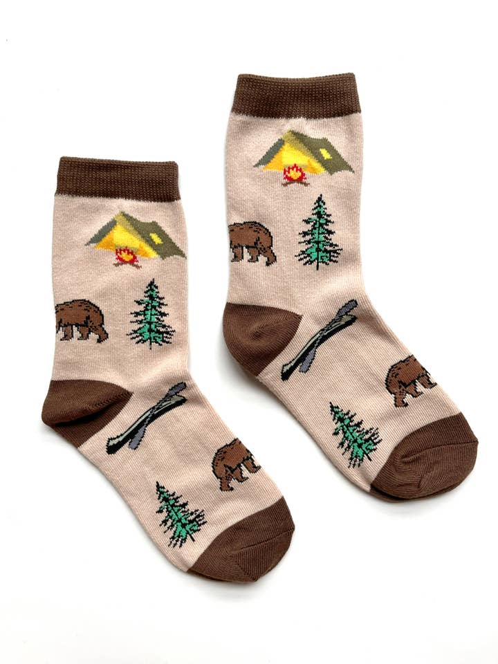 Camping Kids Crew Socks for wholesale by moJJa