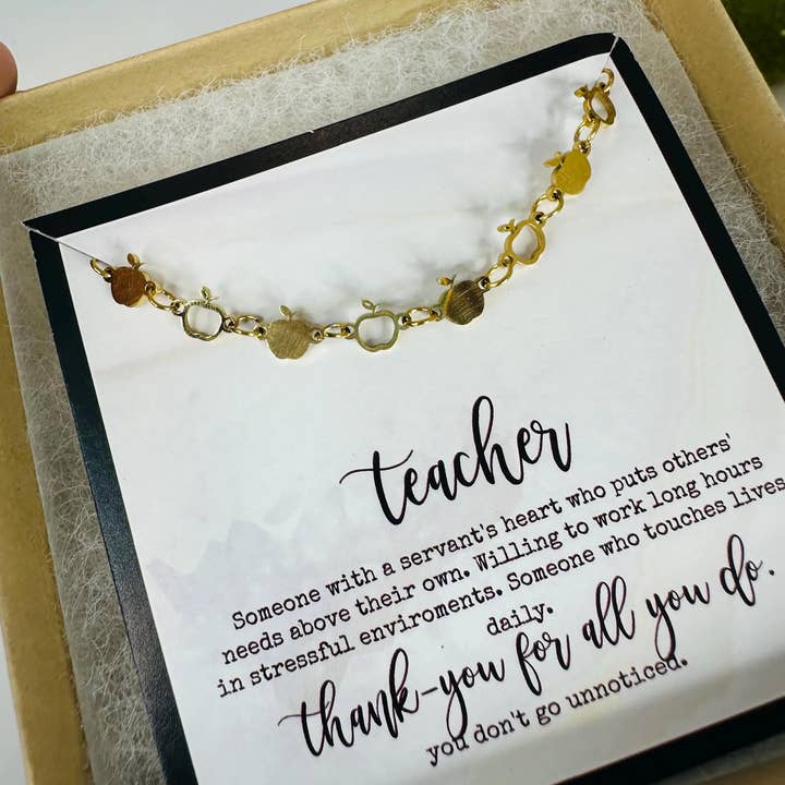 Little Happies Co - Wholesale Charm/Dangle Bracelet - Teacher Gifts, Apple Bracelet, Gifts for Teachers, Teach