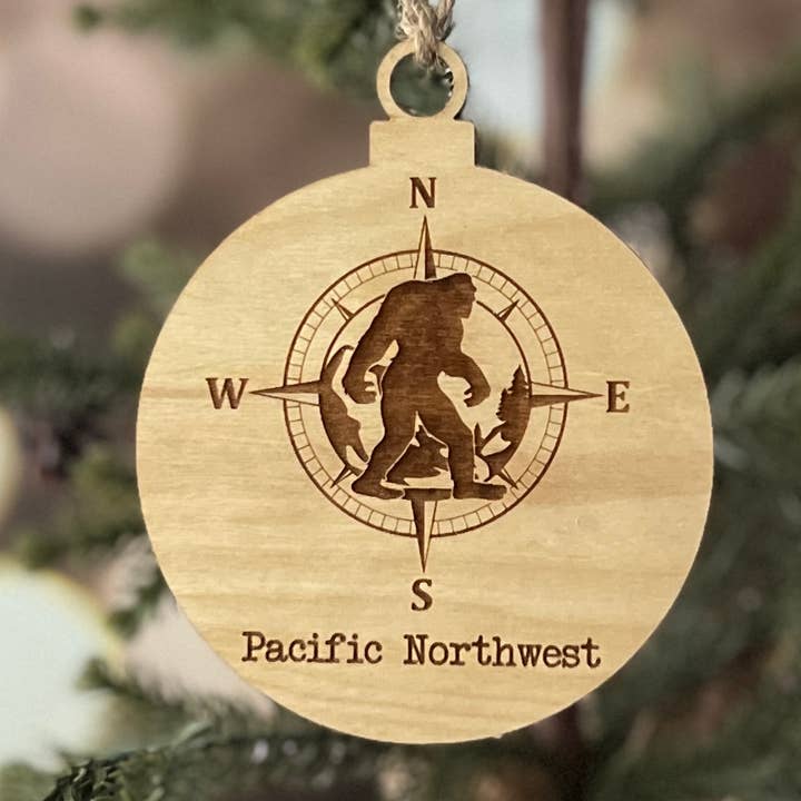 Bigfoot Compass Ornament for wholesale by Chamness' Crafty Corner