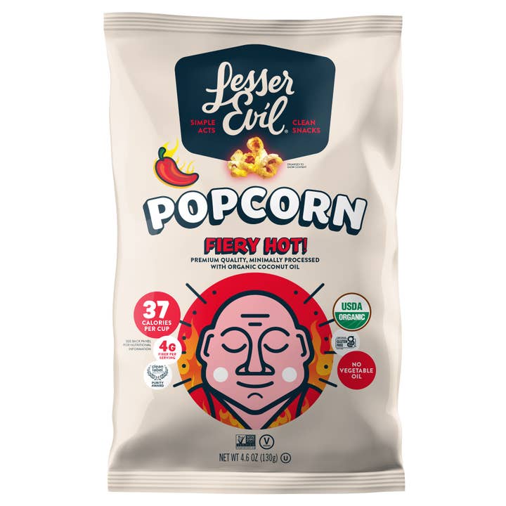LesserEvil - Wholesale Popcorn - Organic Popcorn, Fiery Hot 4.6 oz