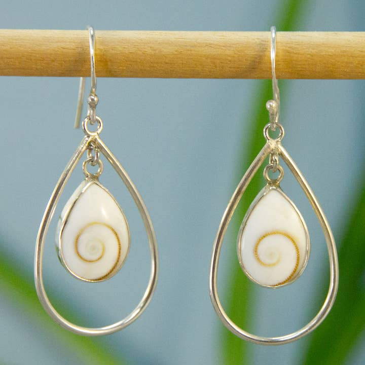 Halo Teardrop Eye of Shiva Earrings in Sterling Silver for wholesale by Ajmer by Jodi