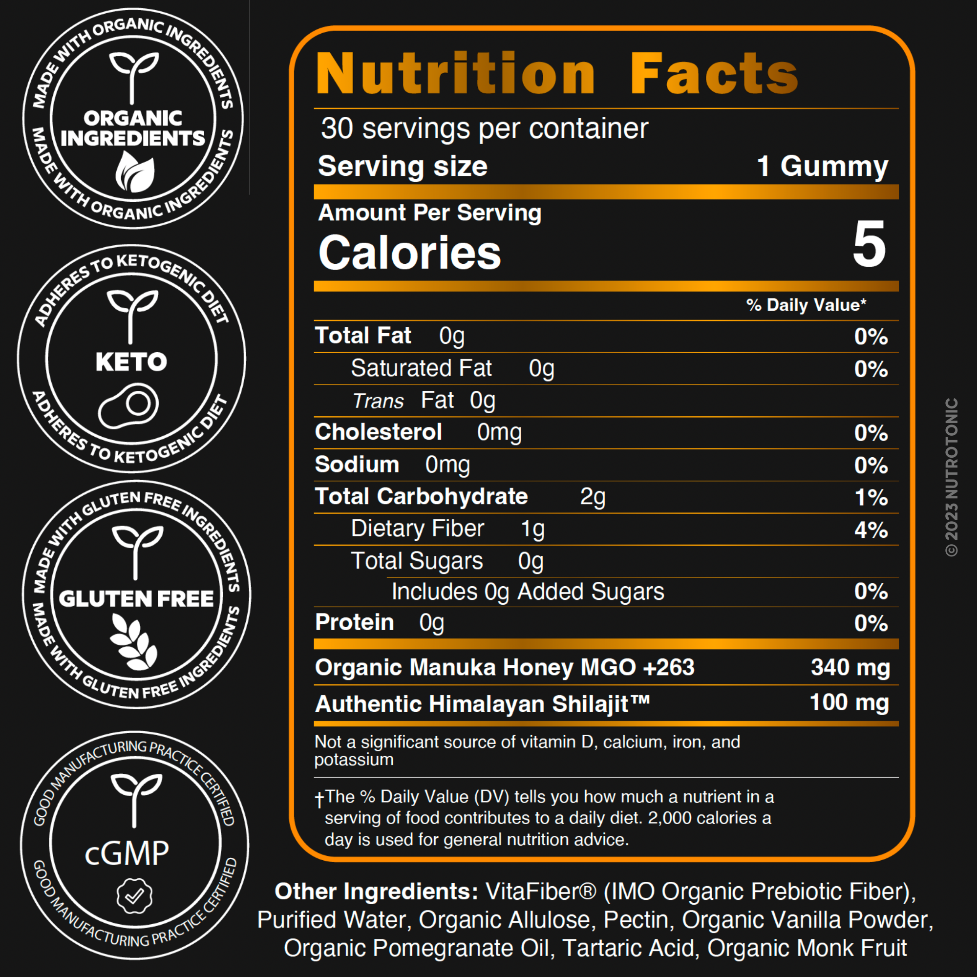 NutroTonic – Suplemento/vitamina oral por atacado – Gomas Autênticas de Shilajit do Himalaia adoçadas com Mel Orgânico de Manuka9