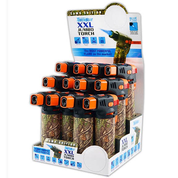 Torch Blue XXL Refillable Camo Torch Lighter - 12/Display for wholesale by Novelty Brands
