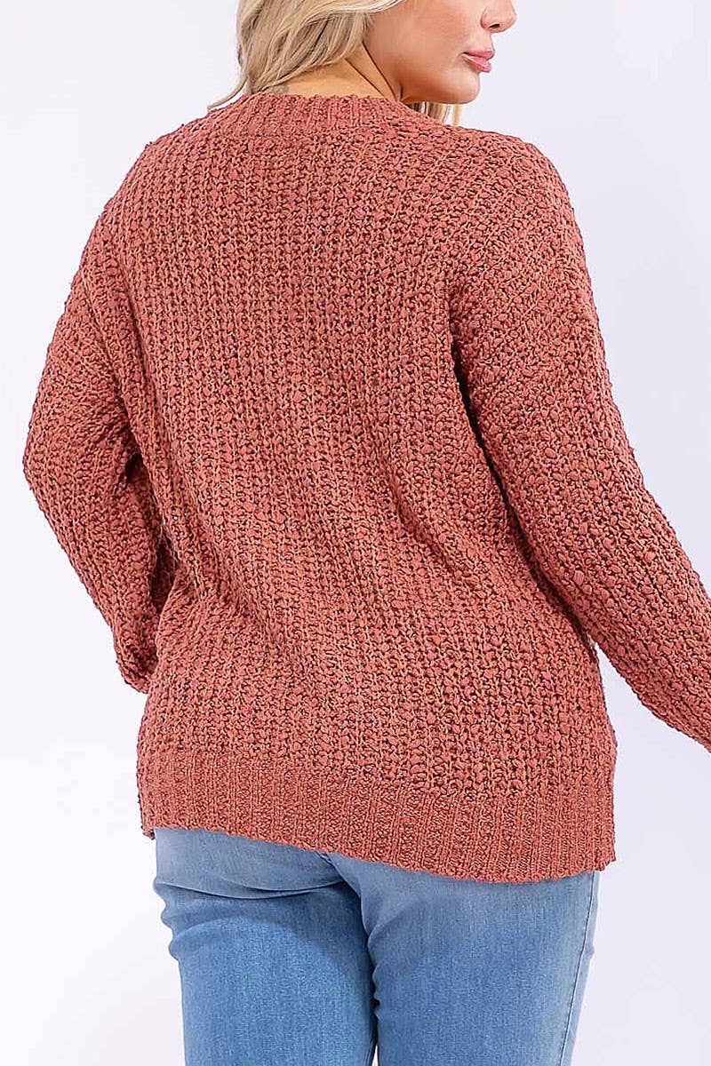 ROUSSEAU - Wholesale Knit Sweater - Women's - LONG SLEEVE V-NECK KNIT PULLOVER SWEATER14