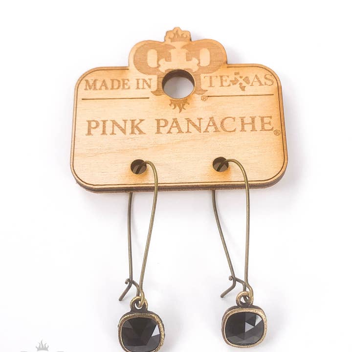 Pink Panache Brands - Wholesale Dangle Earrings - Square Austrian crystal kidney wire earring, 8mm