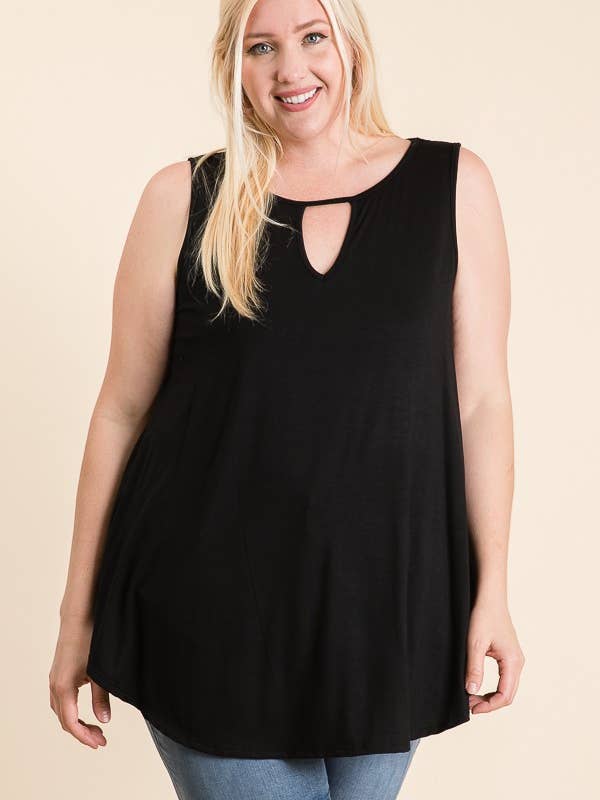 TG7028-Plus Size Basic Key Hole Top for wholesale by lovely melody