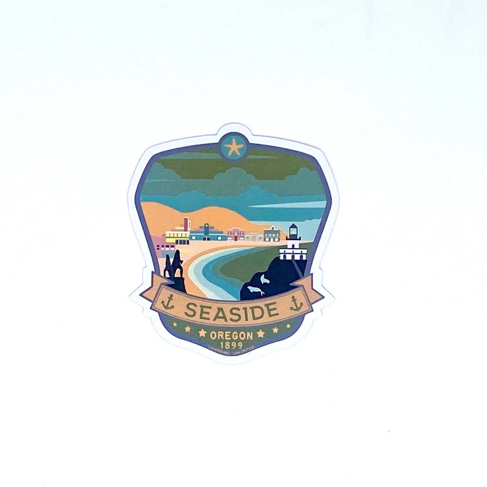 Landmarks Unlimited – Großhandel Aufkleber – Oregon am Meer — 2,5 Zoll Vinyl-Aufkleber