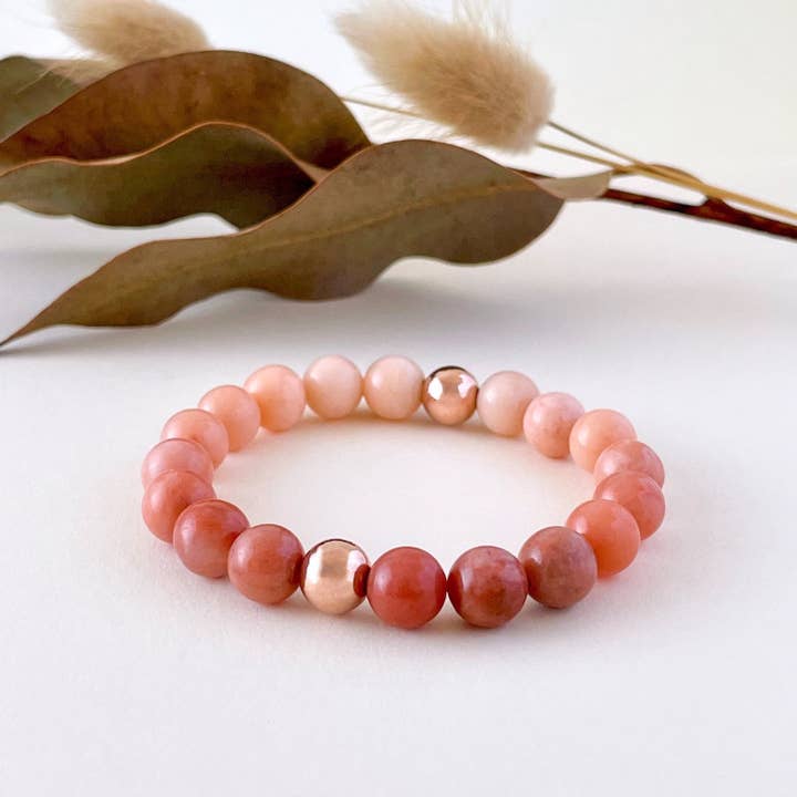 Skia Bracelet with Pink Aventurine & 14k Rose Gold for wholesale by Ann Saint James