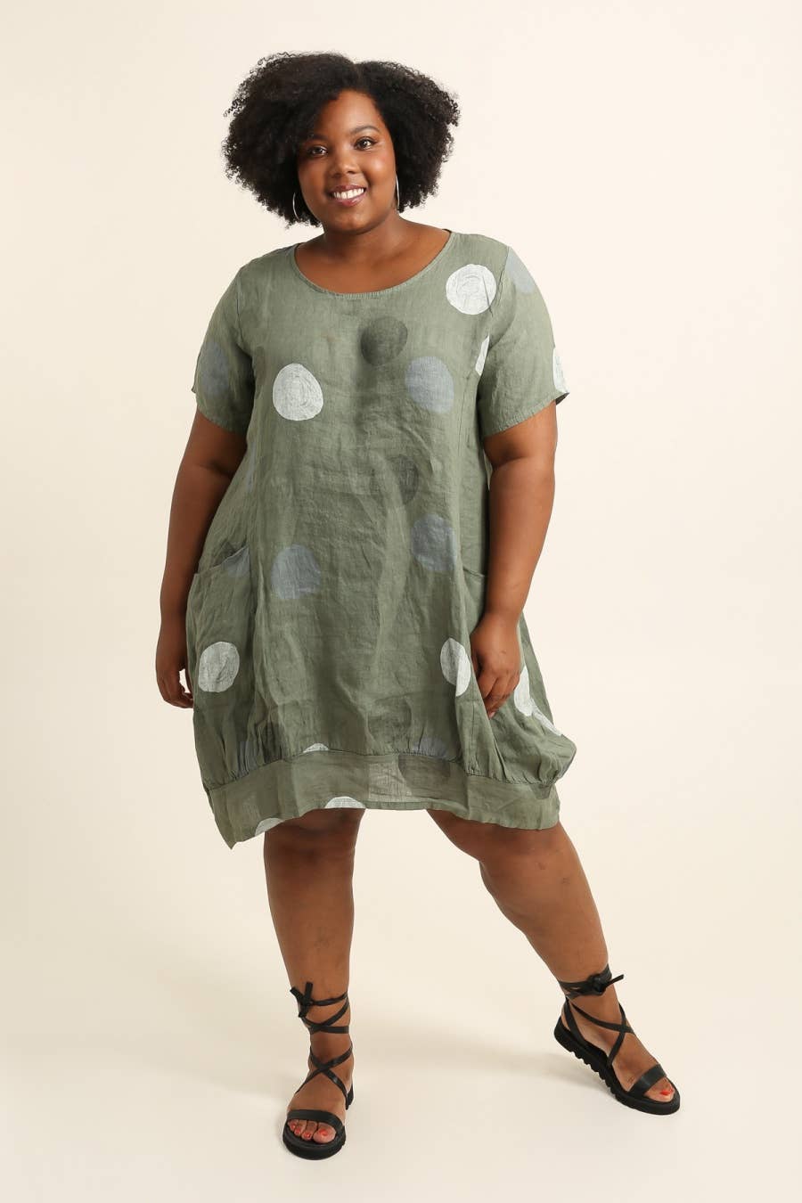 Lea & Luc - Grandes Tailles - Wholesale Dress - Women's - Plus size linen dress printed round SKU 489510
