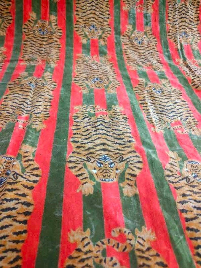 bhavnas boutique – wholesale Fabric paint – Tibetan Tiger Print Hand Printed Fabric By The Yard Running1