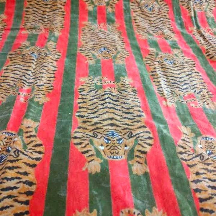 bhavnas boutique – wholesale Fabric paint – Tibetan Tiger Print Hand Printed Fabric By The Yard Running1