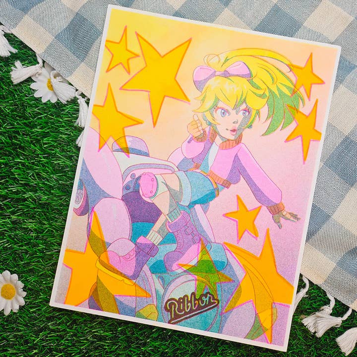 touring peach Riso Art Print for wholesale by anniyell