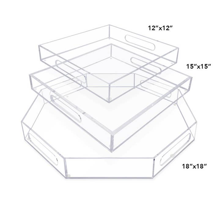 Isaac Jacobs Clear Acrylic Serving Tray with Cutout Handles for wholesale on Faire