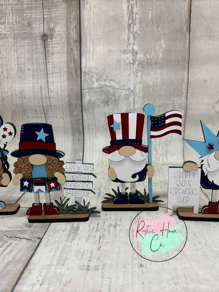 July gnomes DIY Kit set of 4 for wholesale by Rustic Home Co LLC