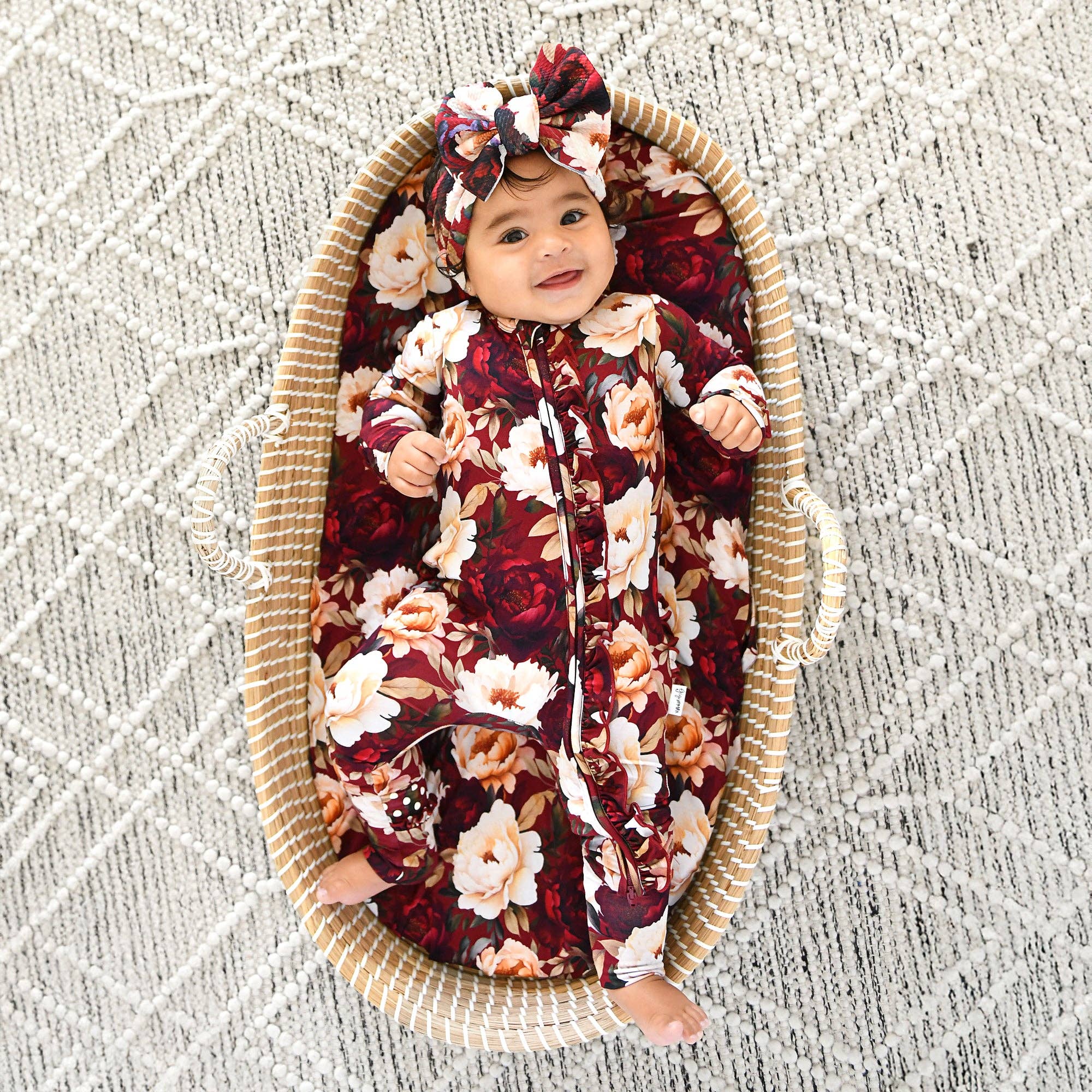 Gigi and Max - Wholesale Jumpsuit - Baby - Maya RUFFLE ZIP Bamboo One Piece Floral Baby Clothing1