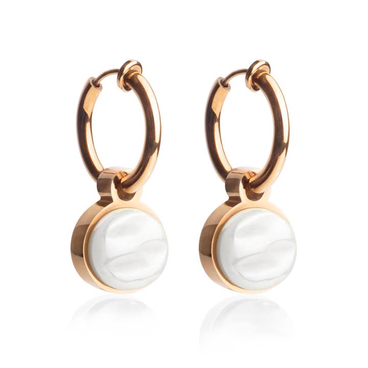 Clipes de ouvido Mix & Match com pendente • rosé/branca de neve • 14mm por atacado de ALEXASCHA