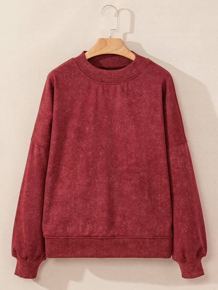 Suhkasana - Wholesale Sweatshirt - Women's - Women’s Washed Drop Shoulder Crewneck Sweatshirt24