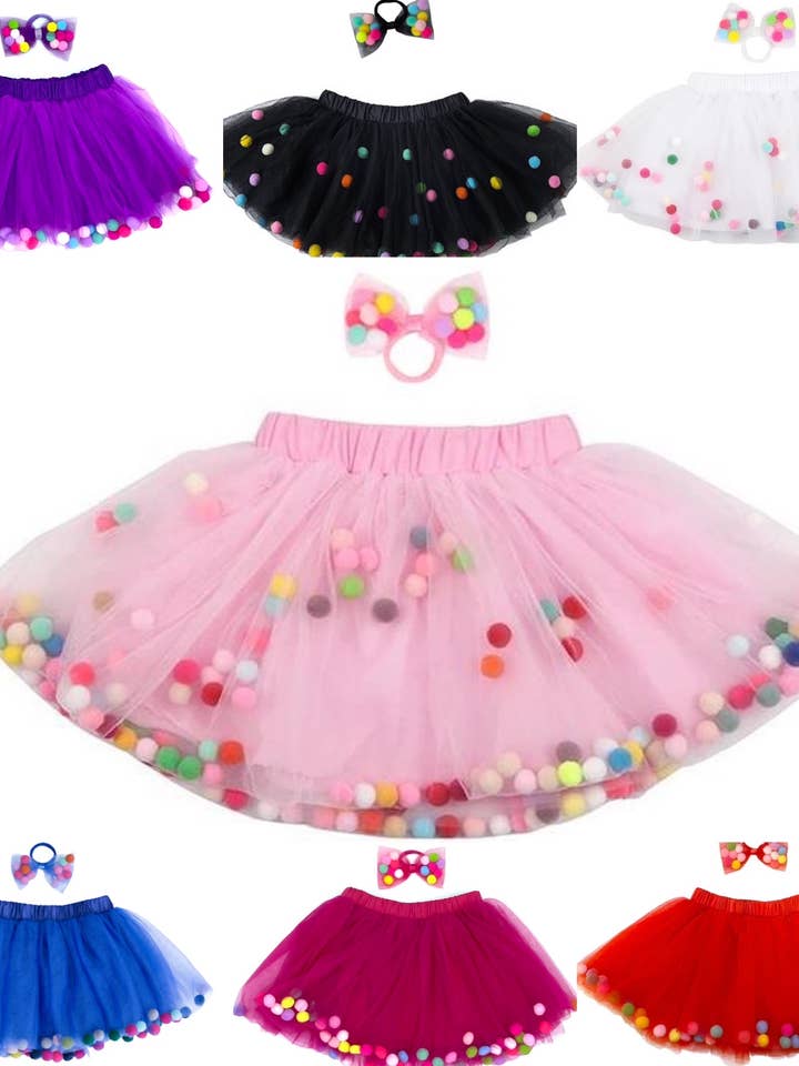 Tutu Skirt | Pom Pom Tutu & Bow Hair Tie 2PC Set |All Colors and other Purchase wholesale red tutus. Free returns & net 60 terms on Faire trending on Faire.