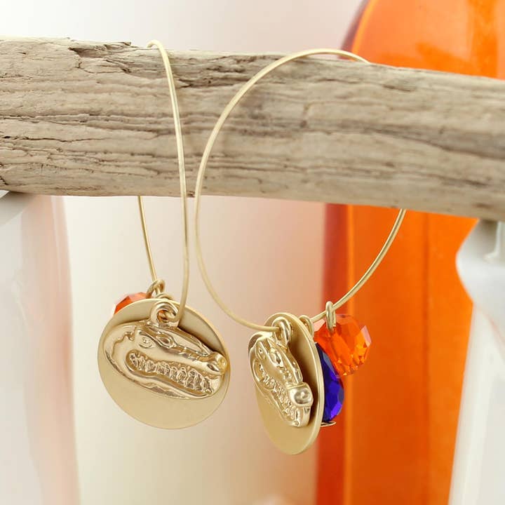 Orecchini a Cerchio con logo in oro opaco Florida per la vendita all'ingrosso da parte di Seasons Jewelry