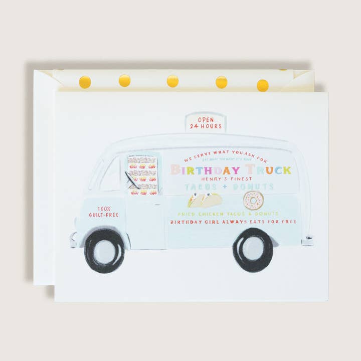 Happy Birthday Party Truck-Grußkarte für den Großhandel von The First Snow