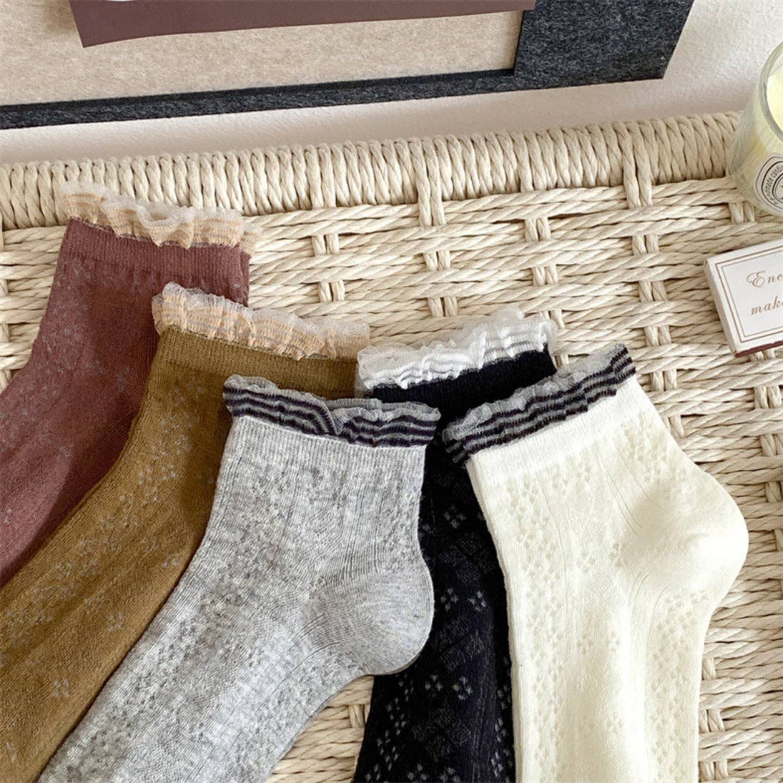 Funkyrel® Atzbranding Limited - Wholesale Socks - Women's - Rufia - Lace Trim Mesh Ankle Socks6