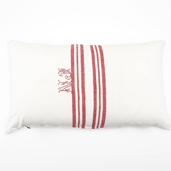 Pillow: Embroidered handwoven antique Hungarian hemp - P121 for wholesale by Lineage Botanica