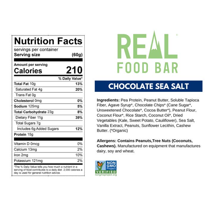 Real Food Bar – wholesale Snack bar – Real Food Bar Chocolate Sea Salt - 36 Bar Pack (25.44 Oz)1