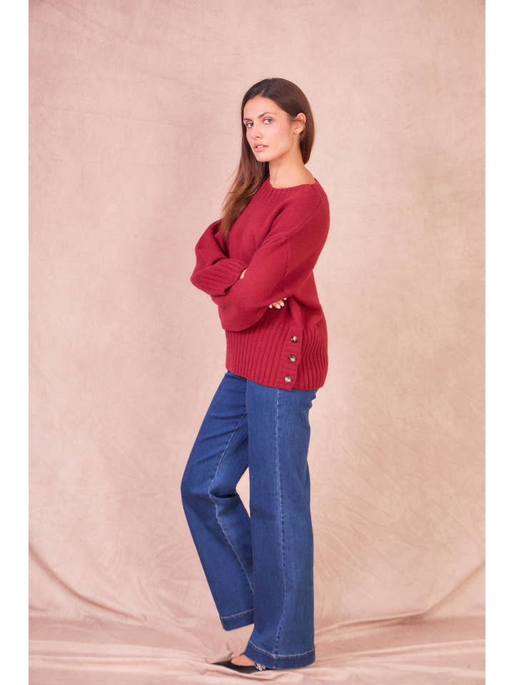 Calie Paris - Wholesale Knit Sweater - Women's - NATI – Button-Side Wool Blend Knit8