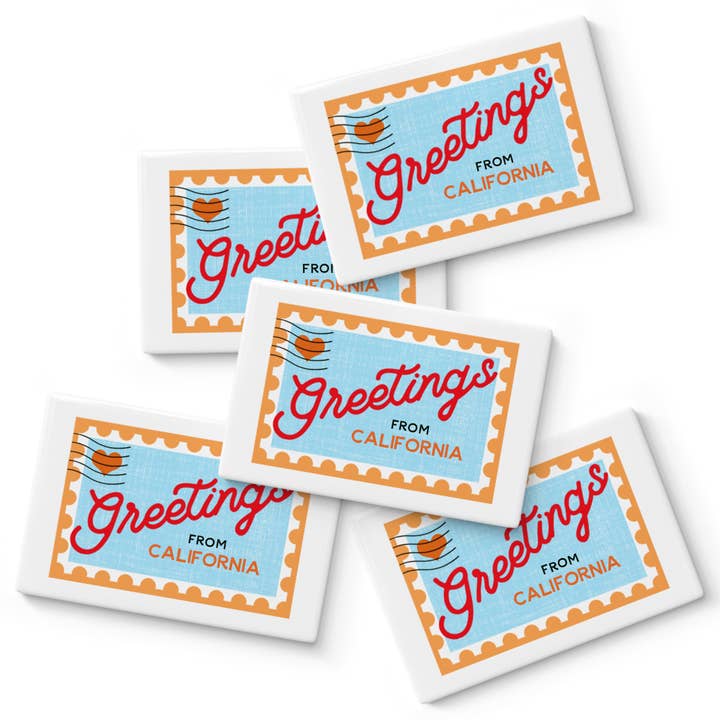 Aimant de ville personnalisé - Design de timbre-poste avec nom personnalisé pour la vente par Rock Scissor Paper