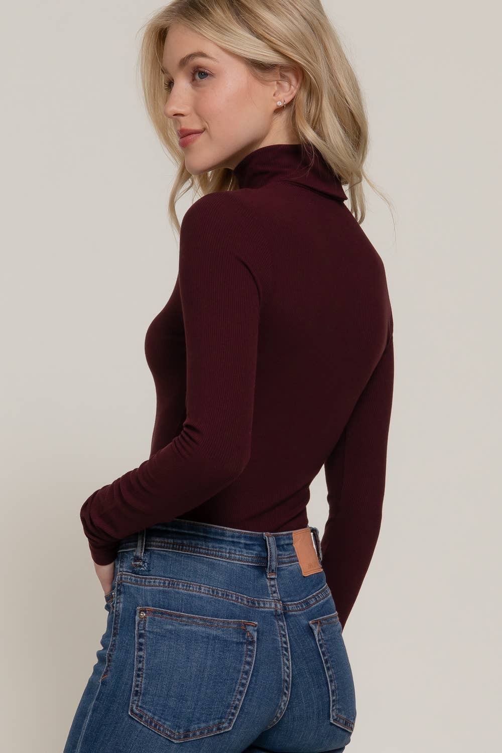 Active Basic | Active USA - Vendita all'ingrosso Body - Donna - Body a coste in rayon con collo alto e maniche lunghe16