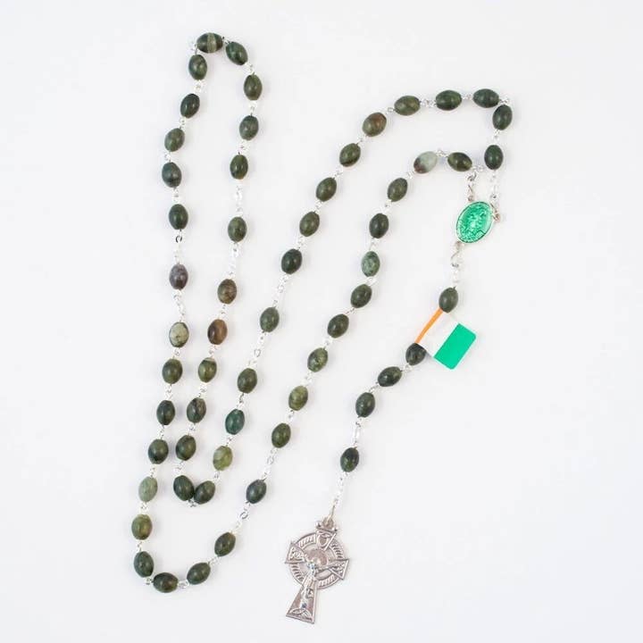 Connemara Marble Full Rosary with Oval Beads for wholesale by Dublin Gift Company