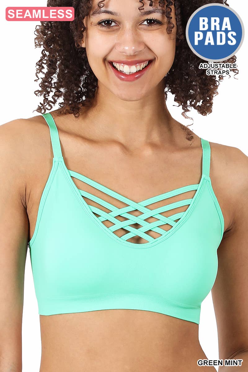 VERDE BRILLANTE - 111322 Bralette de rejilla con almohadillas de sujetador extraíbles de venta al por mayor en Faire12