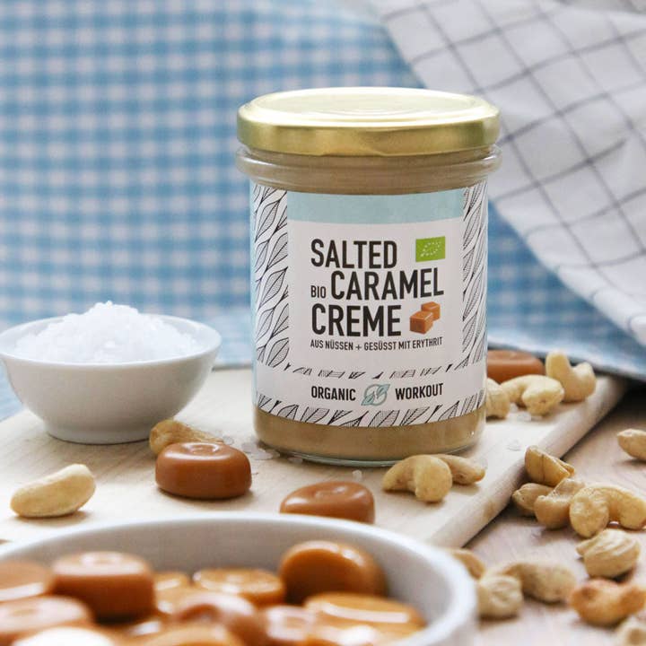 Organic Workout – wholesale Nötsmör – Salted Caramel ekologisk nötkräm av cashewnötter – vegansk