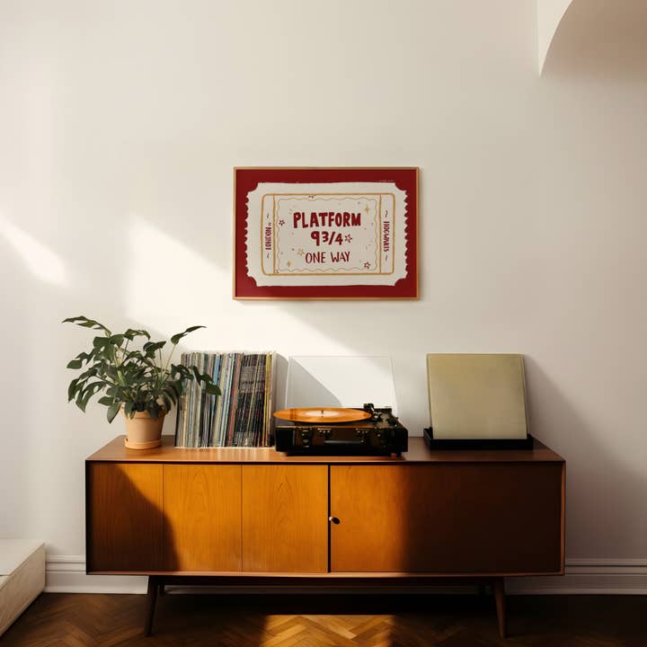 Platform 9 3/4 Singular Ticket Art Print for wholesale by RM Decor Studio