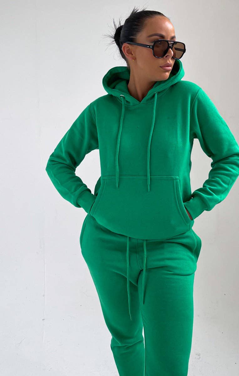 Femme Luxe – wholesale Tracksuit – Women′s – Green Hoodie & Joggers Tracksuit Set - Bellamy1