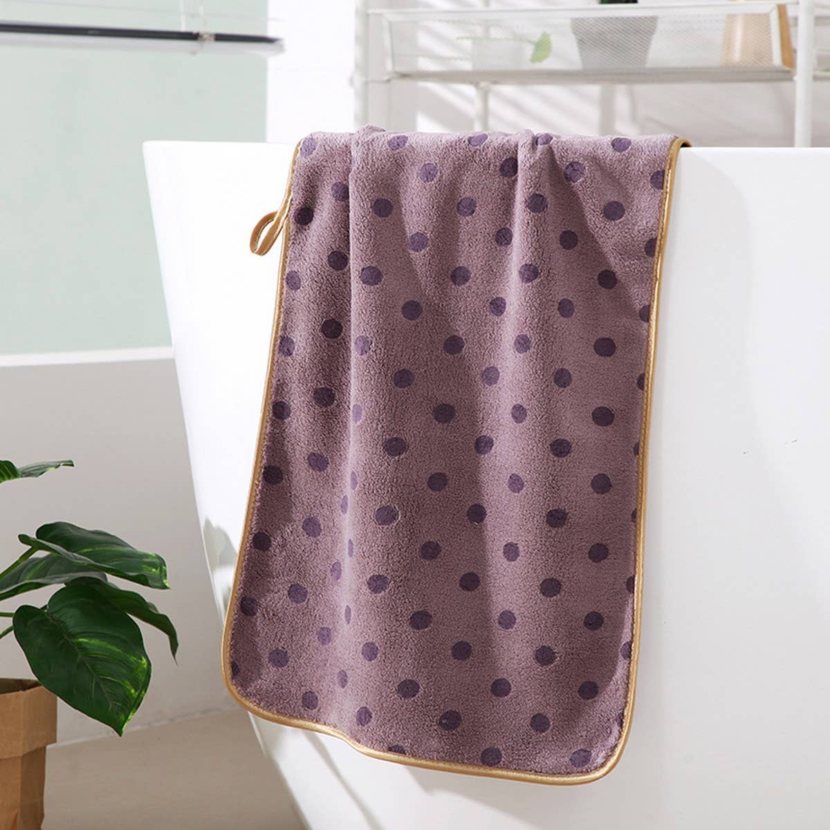 ACCITY - Wholesale Bath Towel - CORAL FLEECE POLKA DOT ABSORBENT FACE TOWEL_CWMM22672