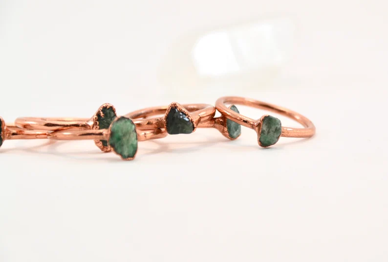 Daddy Daughter Jewelry – Anel de pedra única/solitário por atacado – Anel Esmeralda | Anel de pedra de nascimento de maio | Joias Birthstone4