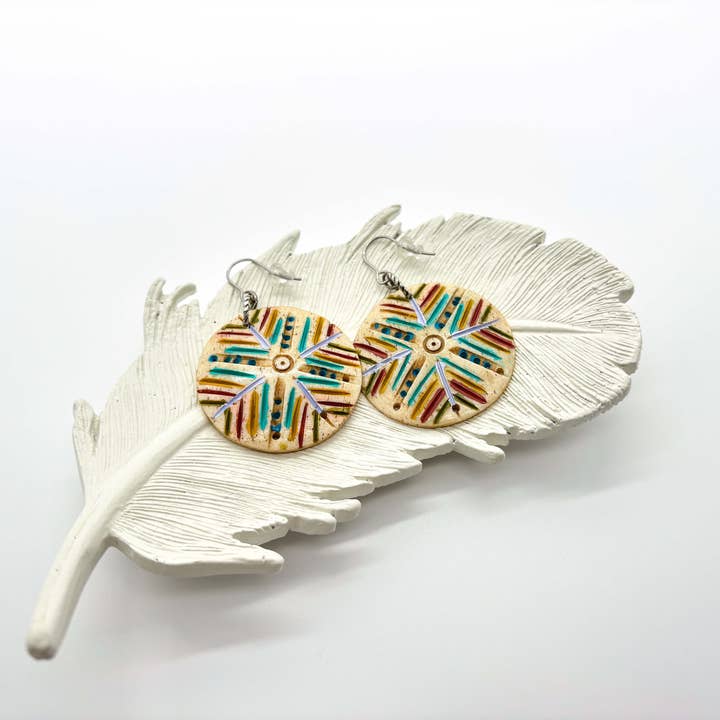 Jenica Jewelry - Wholesale Dangle Earrings - Bohemian Hand Painted Carved Bone earrings1