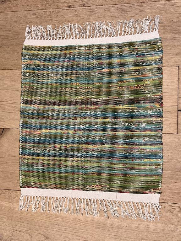 New Handwoven Sari Toiletmat -(Green Glow) for wholesale by Crafts by Solid