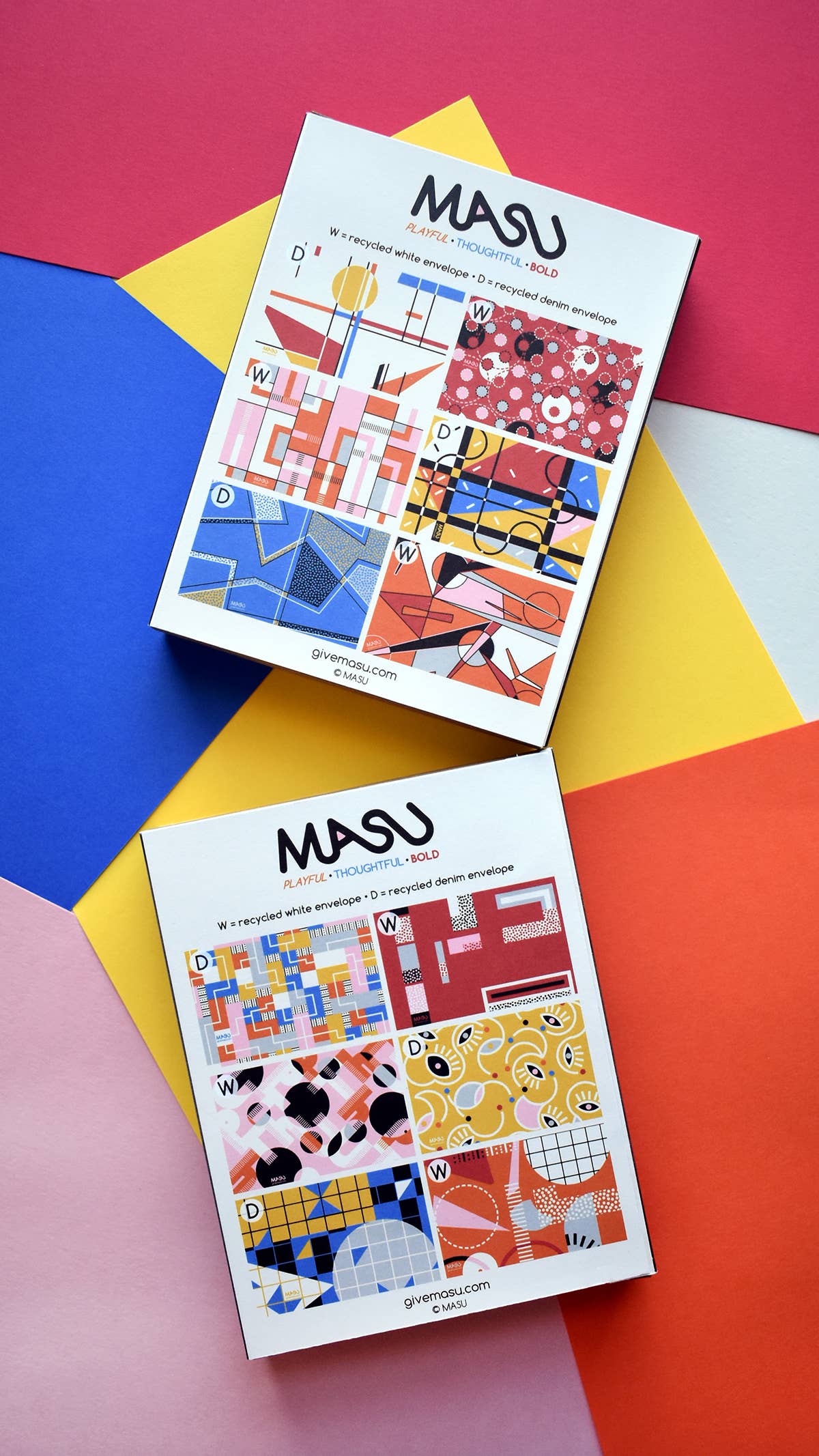 MASU - Wholesale Stationery/Notecard Set - Bauhaus Inspired Recycled Everyday Note Card #2 | Set of 65