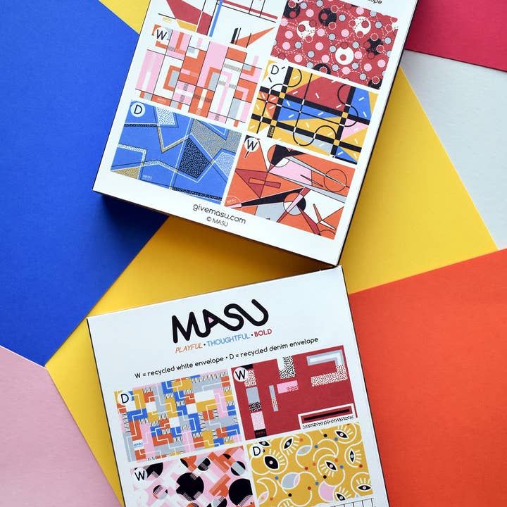 MASU - Wholesale Stationery/Notecard Set - Bauhaus Inspired Recycled Everyday Note Card #2 | Set of 65