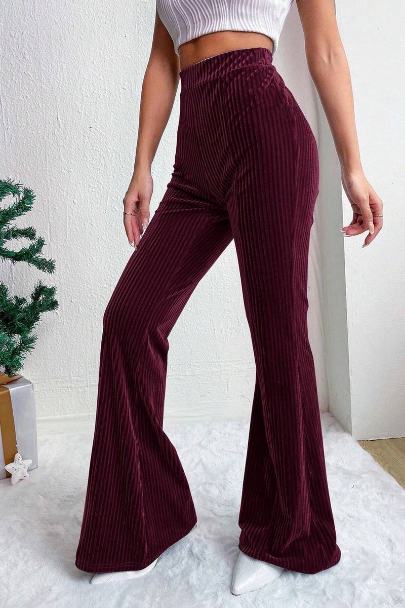 NINEXIS - Wholesale Pants - Women's - CWBLP2056_HIGH WAIST CORDUROY FLARE WIDE LEG SWEATPANTS9