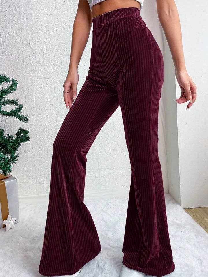 NINEXIS - Wholesale Pants - Women's - CWBLP2056_HIGH WAIST CORDUROY FLARE WIDE LEG SWEATPANTS9