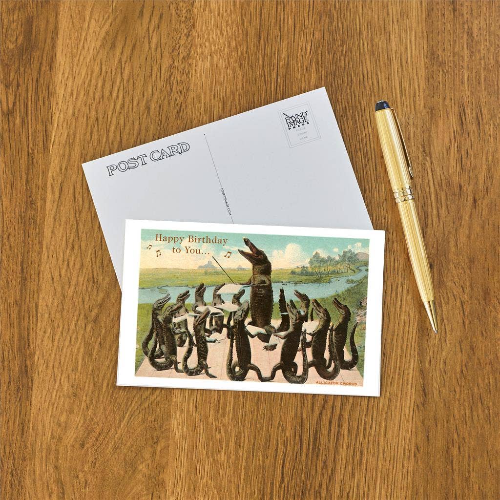 Found Image Press - Wholesale Postcard - Postcard HB-224 Happy Birthday, Alligator Chorus1