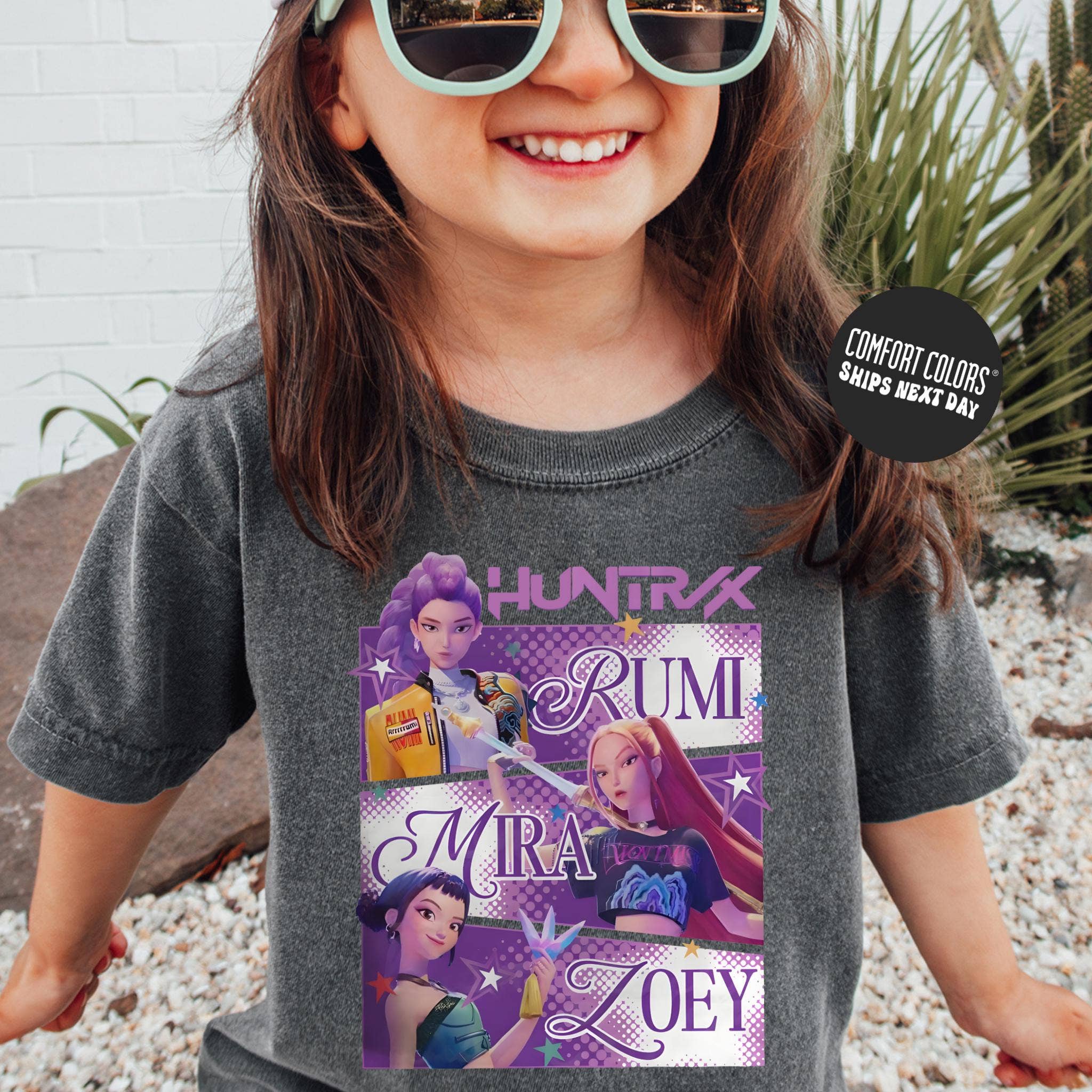 ClevorFit - Wholesale T-shirt (graphic) – unisex - Kpop Demon Hunters Shirt Comfort Colors, Girls Huntrix Tee4