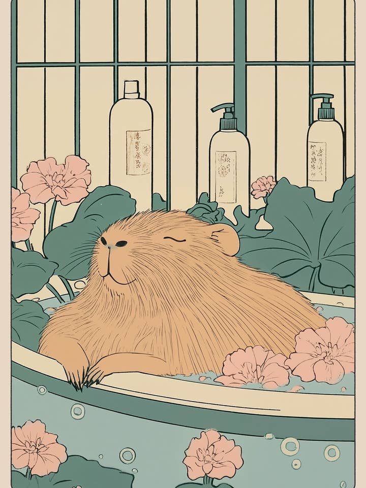 Hora del baño de la capibara para venta al por mayor de Animato